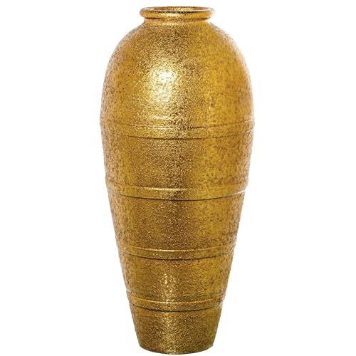 Bodenvase aus Keramik, Gold, 34 x 34 x 80 cm von DRW