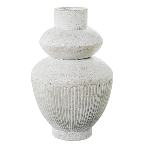 Bodenvase aus Keramik, Weiß, 29 x 29 x 46 cm von DRW
