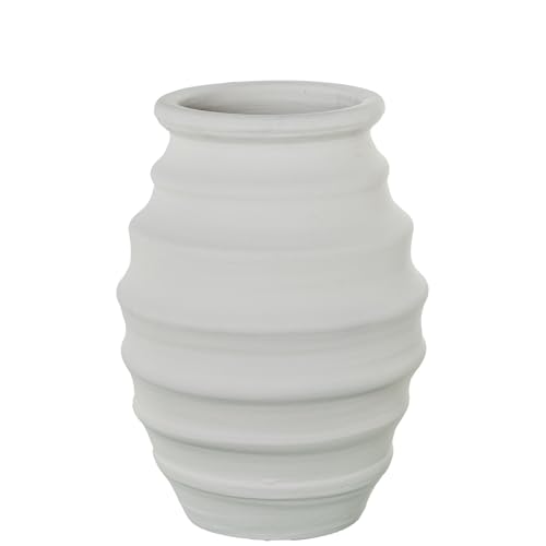 Bodenvase aus Keramik, gewellt, Weiß, matt, Ø 30 x 43 cm von DRW