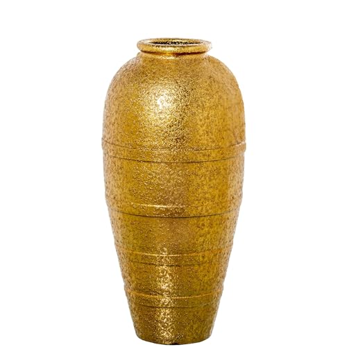 Bodenvase aus Keramik, goldfarben, 26 x 26 x 60 cm von DRW