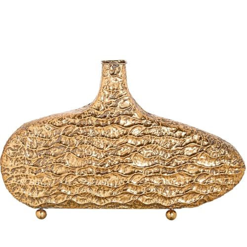 Bodenvase aus Metall, goldfarben, 76 x 14 x 49 cm von DRW