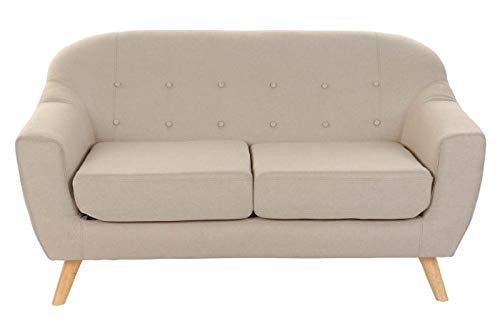 DRW 2-Sitzer-Sofa aus Polyester und Holz in Beige, 147 x 82 x 82 cm, 147x82x82cm von DRW