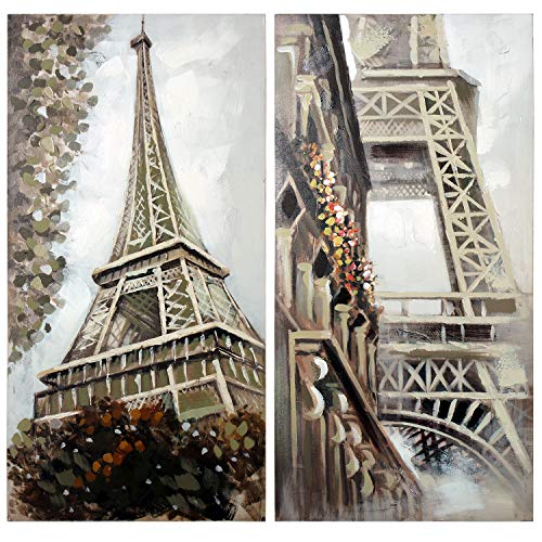 DRW 2 x Bild auf Leinwand und Holz mit Eiffelturm 60 x 120 cm von DRW