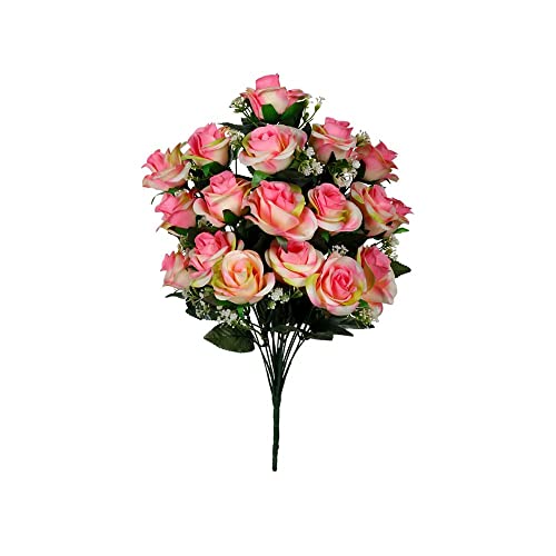 DRW 2er Set Blumensträuße aus Hellen Rosen 15 Köpfe 50 cm von DRW
