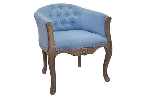 DRW Set mit 2 Stühlen aus Holz und Polyester in Blau und Braun, 58 x 56 x 69 cm von DRW