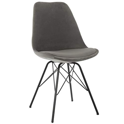 DRW 2er Set Stühle aus Metall mit Sitz aus Samt in Schwarz und Grau 48 x 55 x 83 cm, Höhe Sitzfläche 50 cm, 48x55x83cm, Alt. Asiento 50cm DRW 2er Set Stühle aus Metall mit Sitz aus Samt in Schwarz und Grau 48 x 55 x 83 cm, Höhe Sitzfläche 50 cm, 48x55x83cm, Alt. Asiento 50cm von DRW