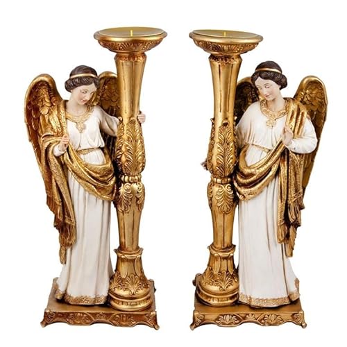 DRW Set mit 2 Teelichthaltern, stehend, Weiß und Gold, 48 cm hoch DRW Set mit 2 Teelichthaltern, stehend, Weiß und Gold, 48 cm hoch von DRW