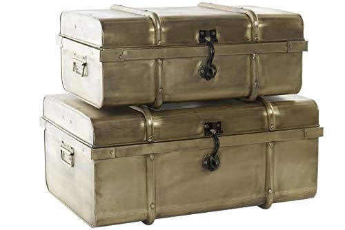 DRW Set mit 2 Truhen aus Metall in Gold 68 x 42 x 31 cm, 68x42x31cm von DRW