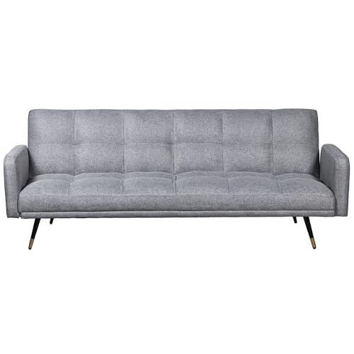 DRW 3-Sitzer-Sofa aus Polyester mit Metallbeinen, Grau, Schwarz und Gold, 193 x 83 x 75 cm von DRW