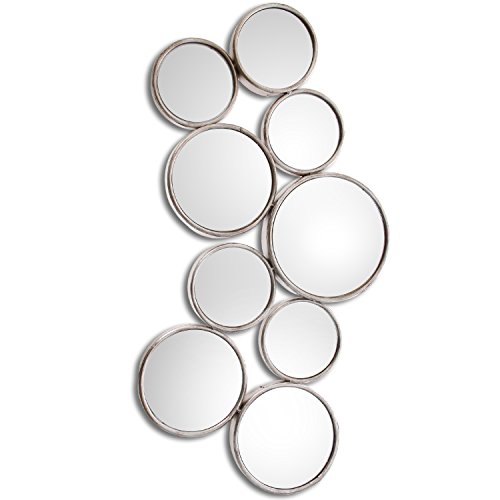 DRW 72071 Wandspiegel mit Kreisen modern Silber Metall 46,5x4x91 von DRW