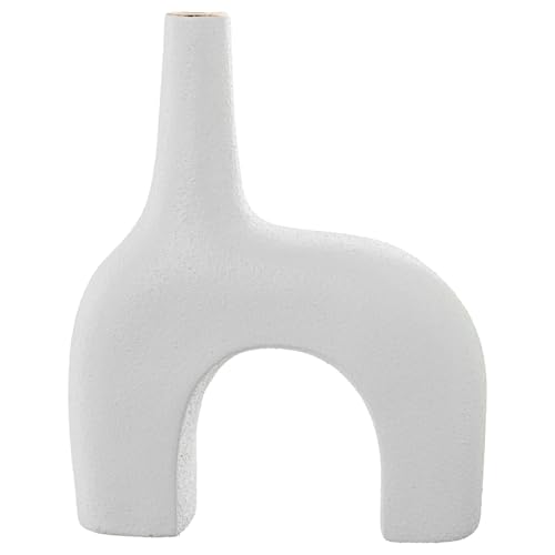 DRW Abstrakte Tischvase, Keramik, mit weißem Bogen, 27 x 9 x 34 cm von DRW