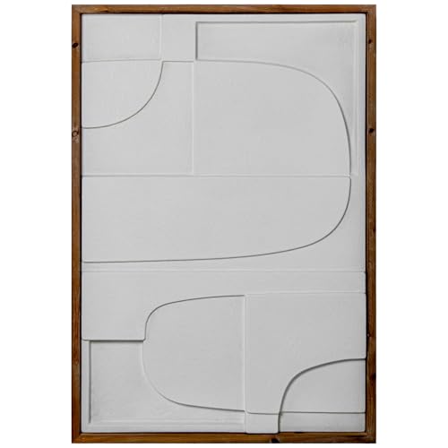DRW Abstraktes Holzbild mit Rahmen in Weiß und Natur, 59 x 4 x 87 cm von DRW