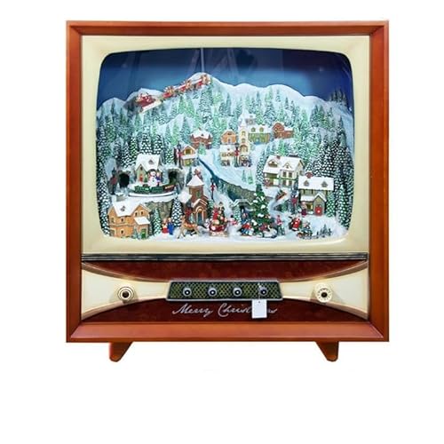 DRW Antikes Fernsehen eines Weihnachtsdorfes mit Bewegung Licht und Musik aus Harz 80x32x90cm, bunt, estandar von DRW
