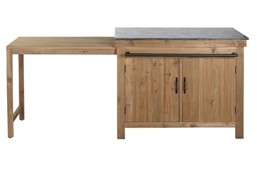 DRW Ausziehbarer Küchentisch aus Tannenholz mit Türen und Haken 120 x 75 x 90 bis 216 cm DRW Ausziehbarer Küchentisch aus Tannenholz mit Türen und Haken 120 x 75 x 90 bis 216 cm von DRW