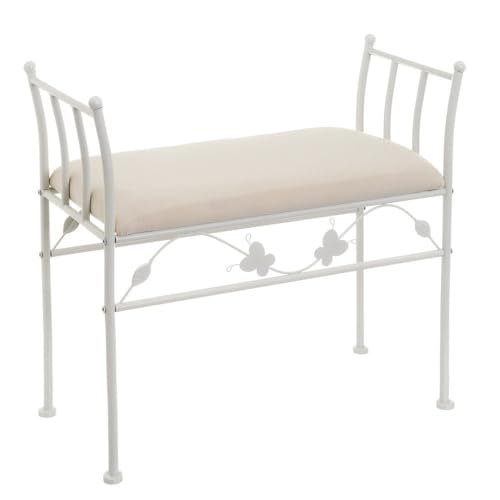 DRW Barfußbank aus Metall in Weiß, 80 x 30 x 75 cm von DRW