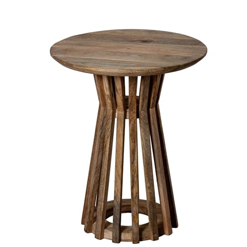DRW Beistelltisch aus Holz mit Basis aus Palillery in Natur, 46 x 46 x 56 cm von DRW