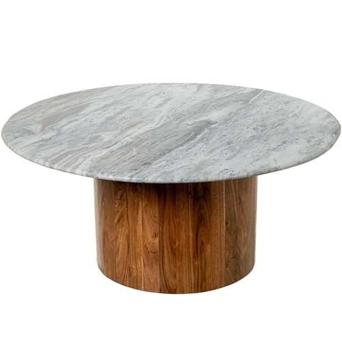 DRW Beistelltisch aus Marmor mit Holzsockel in Natur und Grau, 80 x 80 x 35 cm DRW Beistelltisch aus Marmor mit Holzsockel in Natur und Grau, 80 x 80 x 35 cm von DRW