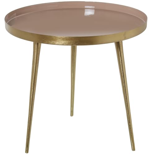 DRW Beistelltisch aus emailliertem Metall Gold, 46 x 46 x 46 cm, Rosa und vergoldet, Medidas: 46x46x46 cm von DRW