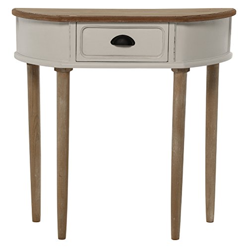 DRW Beistelltisch mit 1 Schublade aus Holz in Weiß und Beige, 80 x 30 x 79 cm von DRW