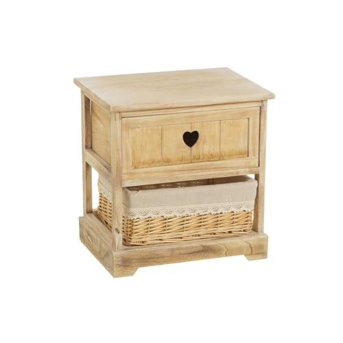 DRW Beistelltisch mit 1 Schublade und 1 Korb aus Holz und Weide in Natur DRW Beistelltisch mit 1 Schublade und 1 Korb aus Holz und Weide in Natur von DRW