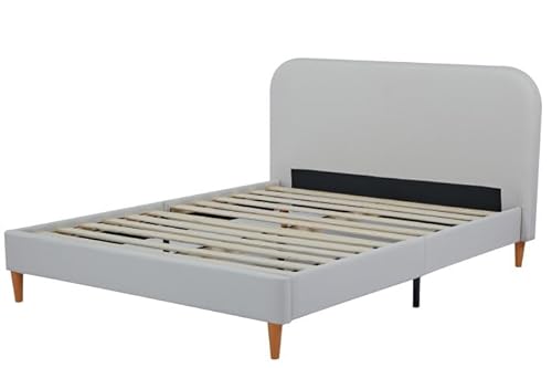 DRW Bett 150 x 200 cm mit Kopfteil, Polyester, Grau, 170 x 219 x 108 cm von DRW