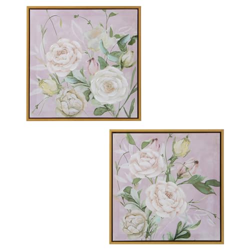 DRW Bild auf Leinwand mit Blumen und Holzrahmen in verschiedenen Farben, 40 x 40 x 3,5 cm von DRW
