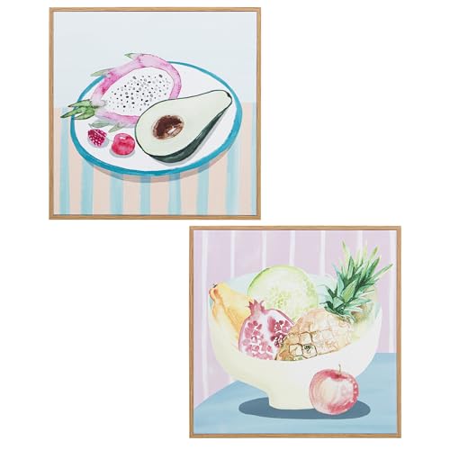 DRW Bild auf Leinwand mit Fruchtstillleben mit Holzrahmen in verschiedenen Farben, 30 x 30 x 2 cm von DRW
