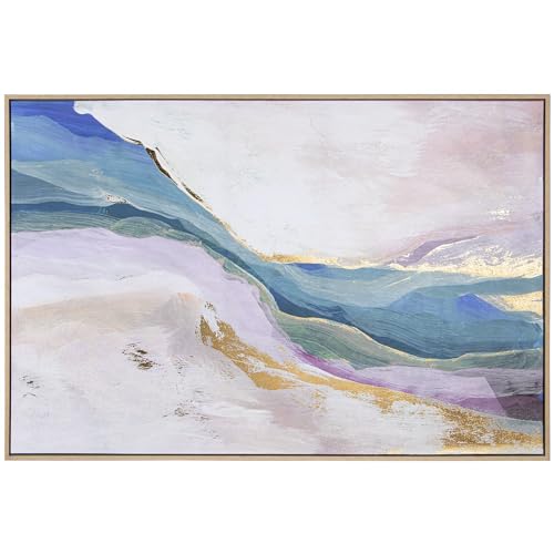 DRW Bild auf Leinwand mit Naturholzrahmen, abstrakte Landschaft, Rosa und Blau, 122,6 x 82,6 x 4,3 cm von DRW