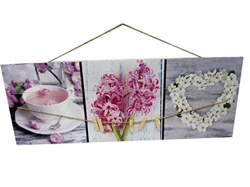 DRW Bilderrahmen mit Klammern im romantischen Stil mit Blumen, 30 x 80 cm von DRW