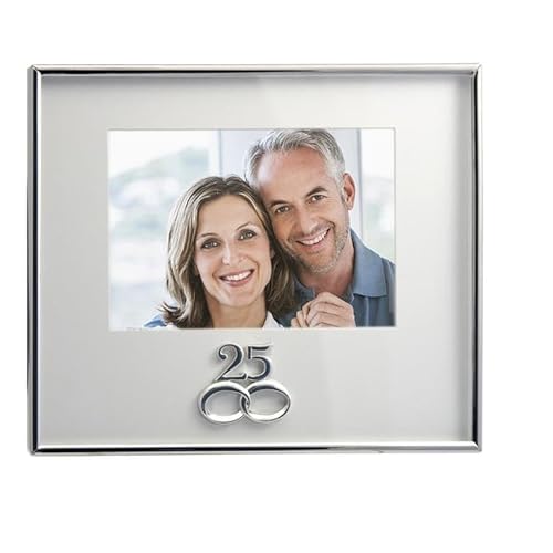 DRW Bilderrahmen zum 25. Jahrestag, Hochzeit, Silber, für 10 x 15 Fotos, Maße: 23 x 18 cm von DRW