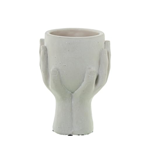 DRW Blumentopf mit 2 Händen, aus Keramik, Weiß, 14 x 11 x 19 cm DRW Blumentopf mit 2 Händen, aus Keramik, Weiß, 14 x 11 x 19 cm von DRW