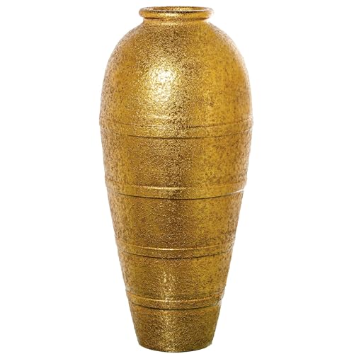 DRW Bodenvase aus Keramik, Gold, 34 x 34 x 80 cm von DRW
