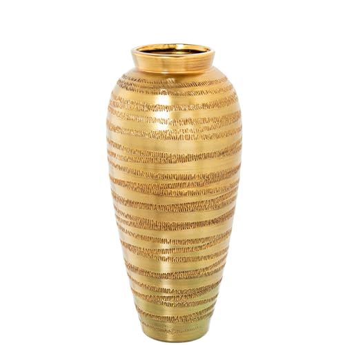 DRW Bodenvase aus Keramik, goldfarben, 26 x 26 x 60 cm von DRW