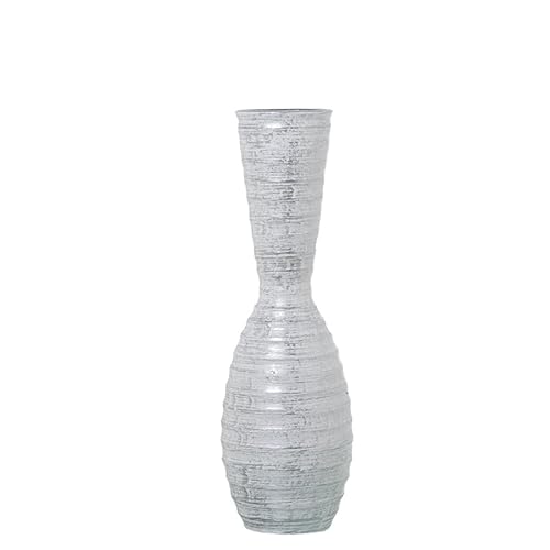 DRW Bodenvase aus Keramik in geriebenem Silber, 20 x 20 x 60 cm von DRW