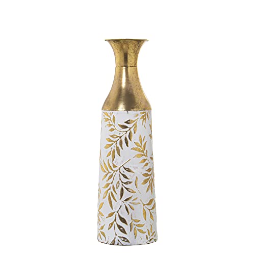 DRW Bodenvase aus Metall in Gold und Weiß, 17 x 54 cm DRW Bodenvase aus Metall in Gold und Weiß, 17 x 54 cm von DRW