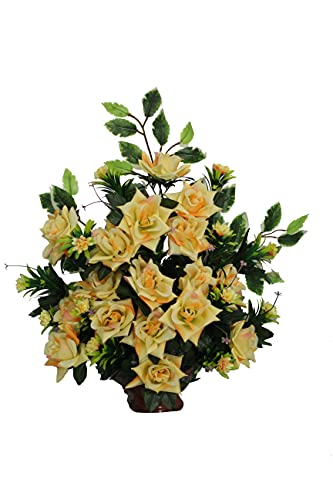 DRW Centro Blumen Zementhof Heilige Rosen, Gelb, 64 x 55 cm, Malve und Rosa, Medidas: 60x60 cm von DRW