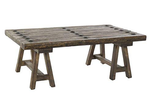 DRW Couchtisch aus Olmo Holz in braun 110 x 70 x 40 cm, 110x70x40cm von DRW