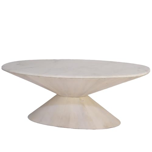 DRW Couchtisch in ovaler Form aus Holz in Weiß, 122 x 69 x 45 cm DRW Couchtisch in ovaler Form aus Holz in Weiß, 122 x 69 x 45 cm von DRW