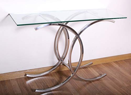 DRW DRW094385 Tisch für den Eingangsbereich, Glas und Stahl, 120 x 78 x 40 cm, silberfarben von DRW