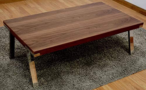 DRW DRW097692 Couchtisch aus dunklem Holz und Stahl, 120 x 40 x 70 cm, silberfarben von DRW