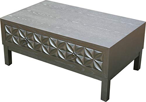 DRW DRW098154 Couchtisch, niedrig, Silver Flower, 100 x 45 x 60 cm, Maße von DRW