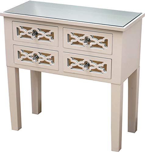 DRW DRW098736 Tisch Flor mit 4 Schubladen mit Front und Spiegeldeckel, 65 x 78,5 x 30 cm, Beige, Maße von DRW