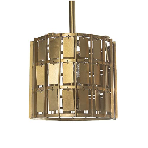 DRW Deckenleuchte aus Metall mit rechteckigen beweglichen Platten in Gold 34 x 31 cm hoch. max. 120,5 cm von DRW