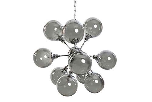 DRW Deckenleuchte aus Stahl und Glas mit runden Lampenschirmen in Silber 73 x 73 x 63/168 cm von DRW