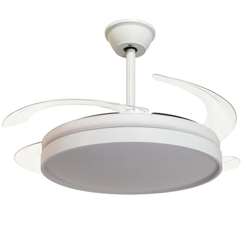 DRW Deckenventilator mit Licht und 3 einziehbaren Flügeln aus Metall und Acryl in Weiß und Zenith, 53 x 106 x 106 cm DRW Deckenventilator mit Licht und 3 einziehbaren Flügeln aus Metall und Acryl in Weiß und Zenith, 53 x 106 x 106 cm von DRW