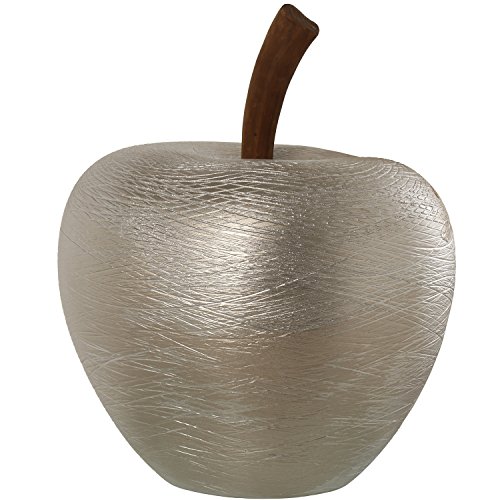 DRW Dekofigur Apfel aus Keramik, silberfarben, 40 x 50 cm von DRW