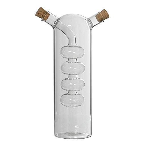 DRW Doppelter Öl- und Essigbehälter aus Glas, 13,5 x 16,5 x 22,5 cm, 500/100 ml, Fassungsvermögen von DRW