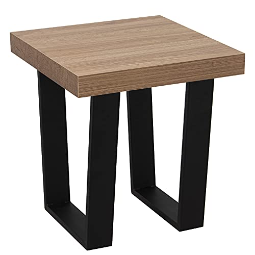 DRW Ecktisch aus Holz und Metallbeine mit MDF+Melamin und PVC in Natur und Schwarz 50 x 50 x 50 cm, 50x50x50cm von DRW