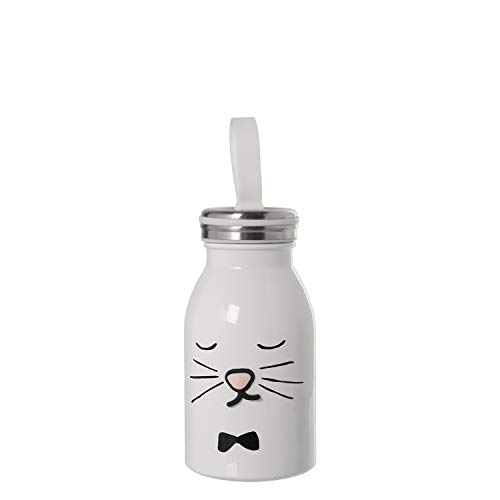 DRW Edelstahl Thermosflasche 260 ml mit Motiv Katze in weiß 260 ml von DRW