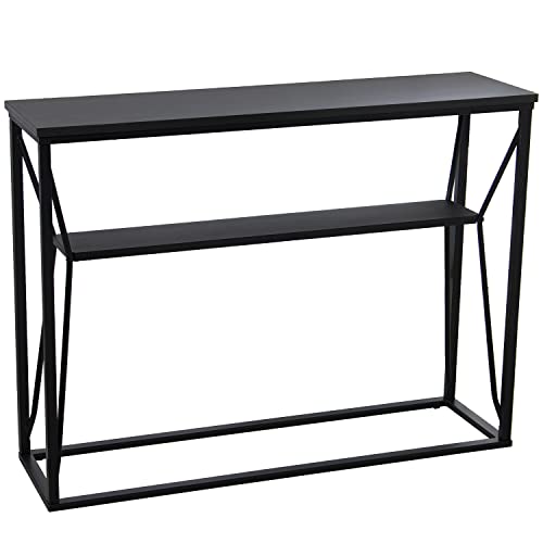 DRW Eingangstisch aus Metall und MDF in Schwarz 100 x 30 x 75 cm, ESTANDAR von DRW